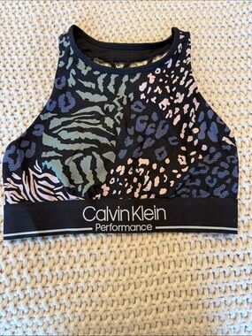 Calvin Klein Black Multi High-Neck Performance Sports Bra
